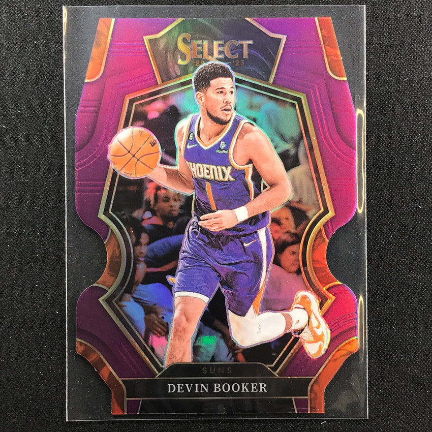 2022-23 Select Devin Booker Premier Level Purple Die-cut 28/99