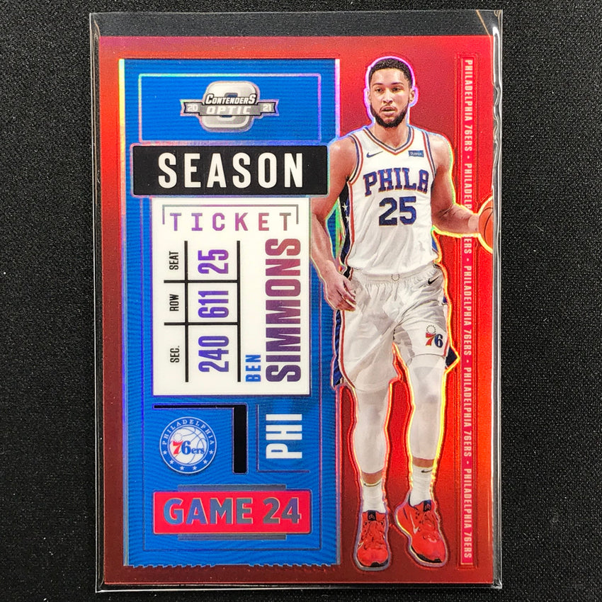 2020-21 Contenders Optic BEN SIMMONS Season Ticket Red #56