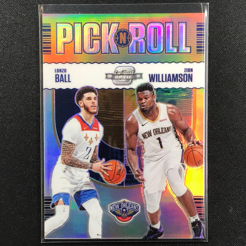 2020-21 Contenders Optic LONZO BALL ZION WILLIAMSON Pick N Roll Silver Prizm #9