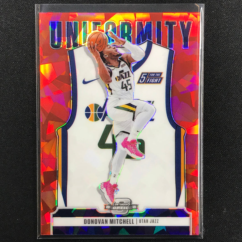 2020-21 Contenders Optic Donovan Mitchell Uniformity Red Cracked Ice No 13