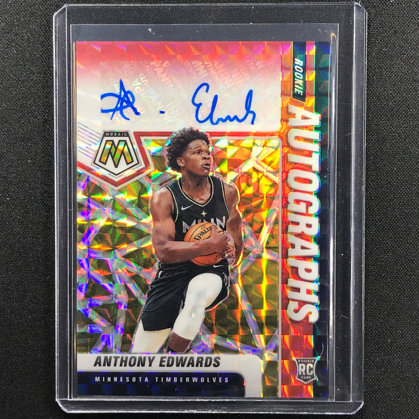2020-21 Mosaic Anthony Edwards Choice Fusion Red And Yellow Rookie Auto No Aed