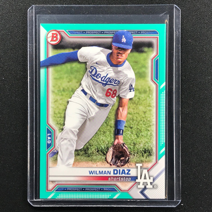 2021 Bowman Draft Wilman Diaz Paper Prospect Aqua 114/199