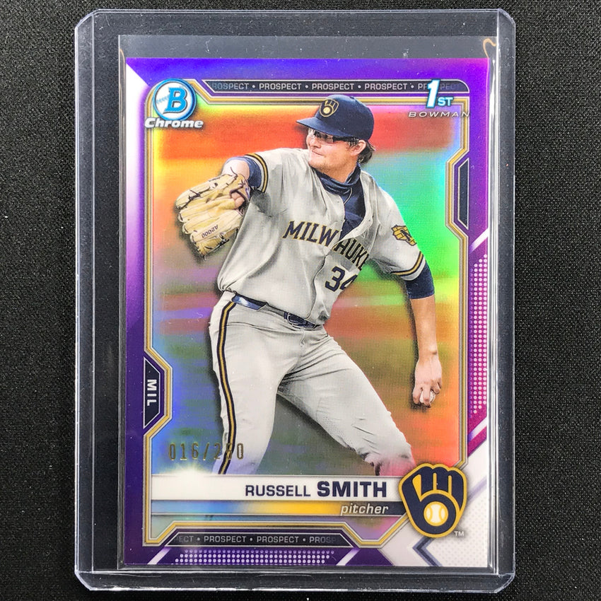 2021 Bowman Draft Russell Smith Chrome Prospect 1st Bowman Purple 16/250
