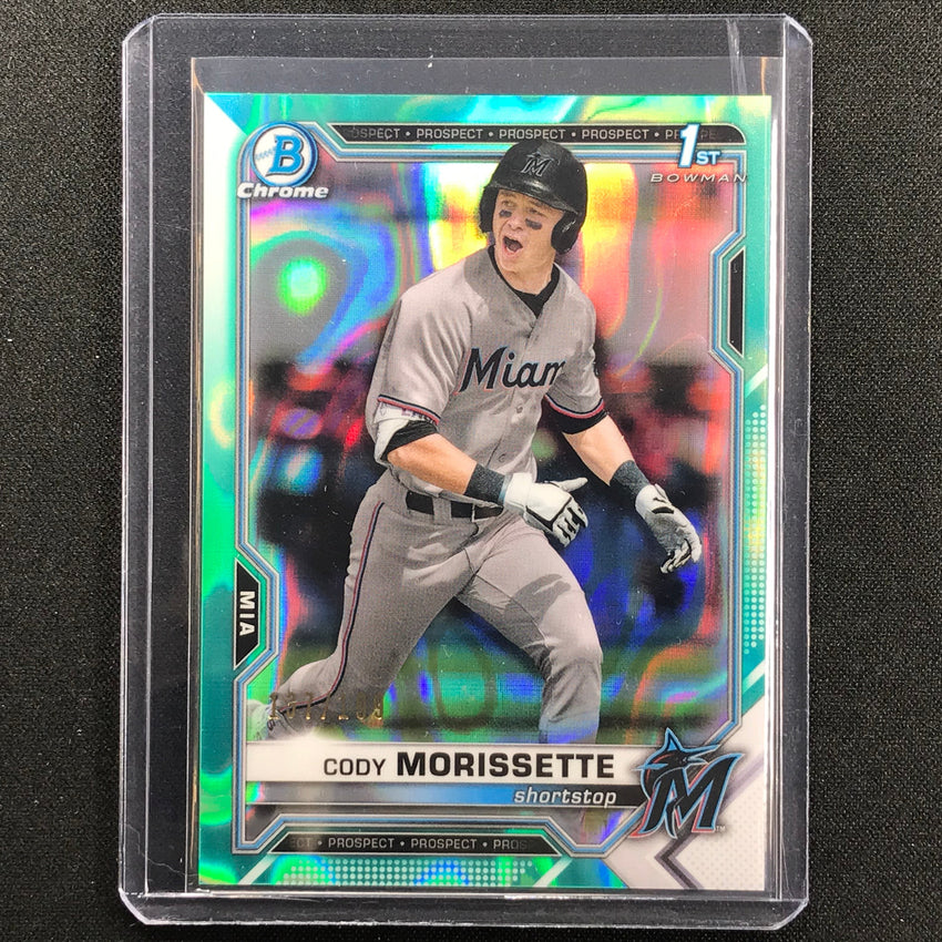 2021 Bowman Draft Cody Morissette Chrome Prospect 1st Bowman Aqua Lava 137/199