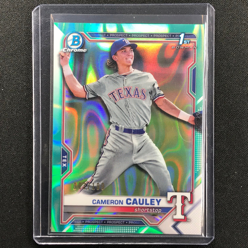2021 Bowman Draft Cameron Cauley Chrome Prospect 1st Bowman Aqua Lava 103/199