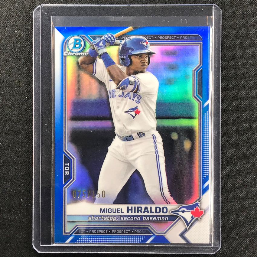 2021 Bowman Draft Miguel Hiraldo Chrome Prospect Blue 75/150