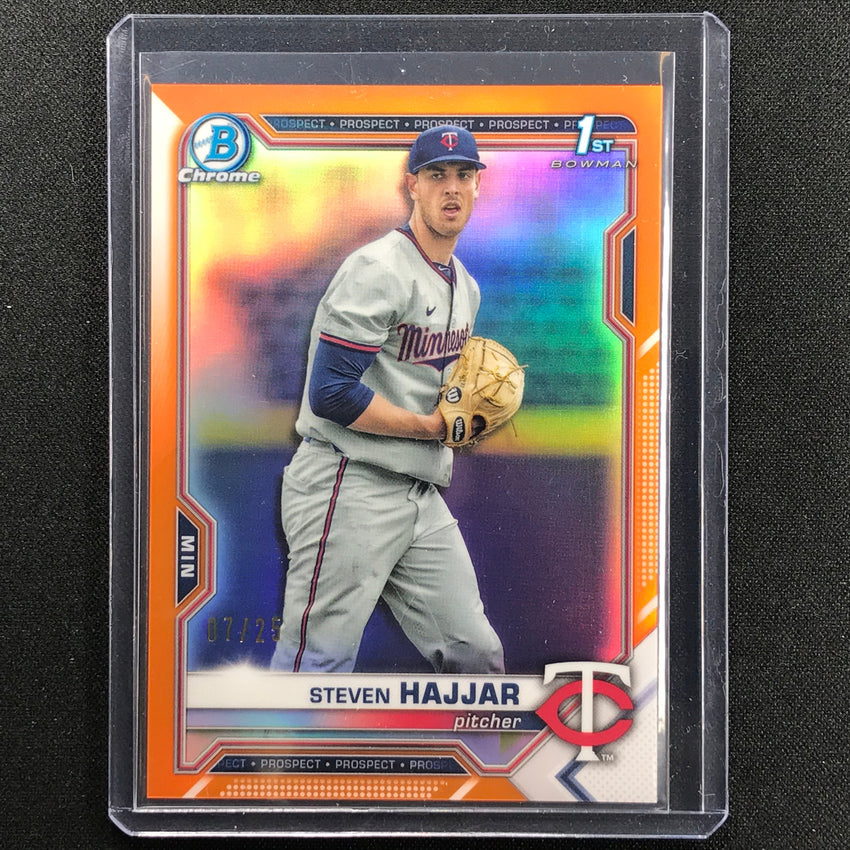 2021 Bowman Draft Steven Hajjar Chrome Prospect 1st Bowman Orange 7/25