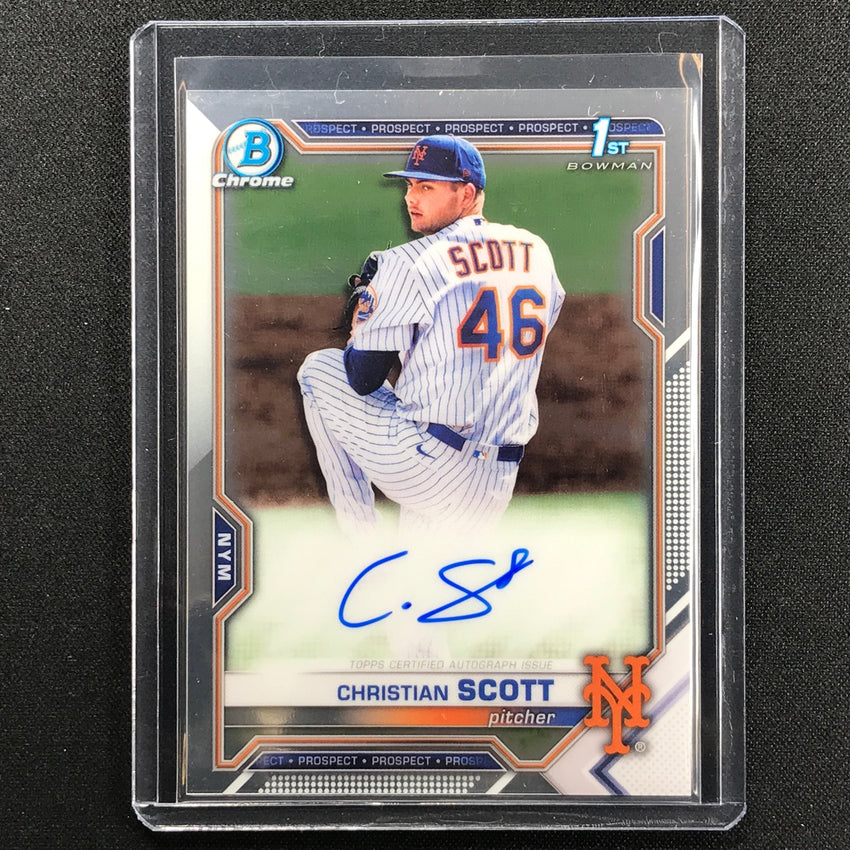 2021 Bowman Draft Christian Scott Chrome Prospect 1st Bowman Auto No Cs
