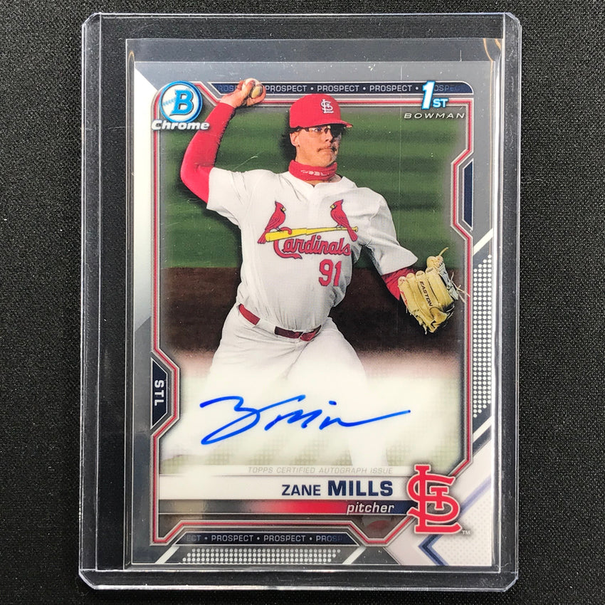 2021 Bowman Draft ZANE MILLS Chrome Prospect 1st Bowman Auto #ZM