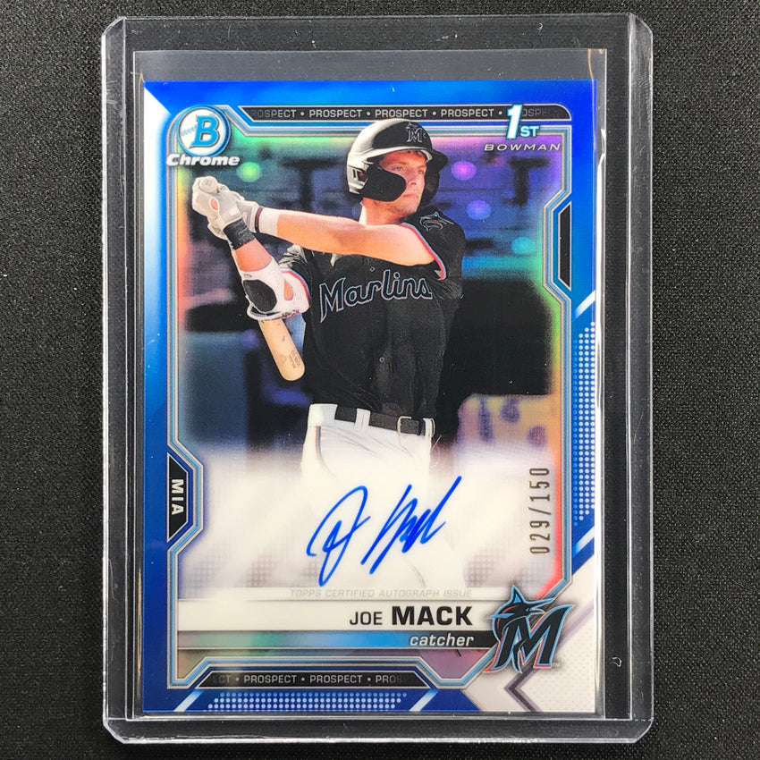 2021 Bowman Draft Joe Mack Chrome Prospect 1st Bowman Auto Blue 29/150