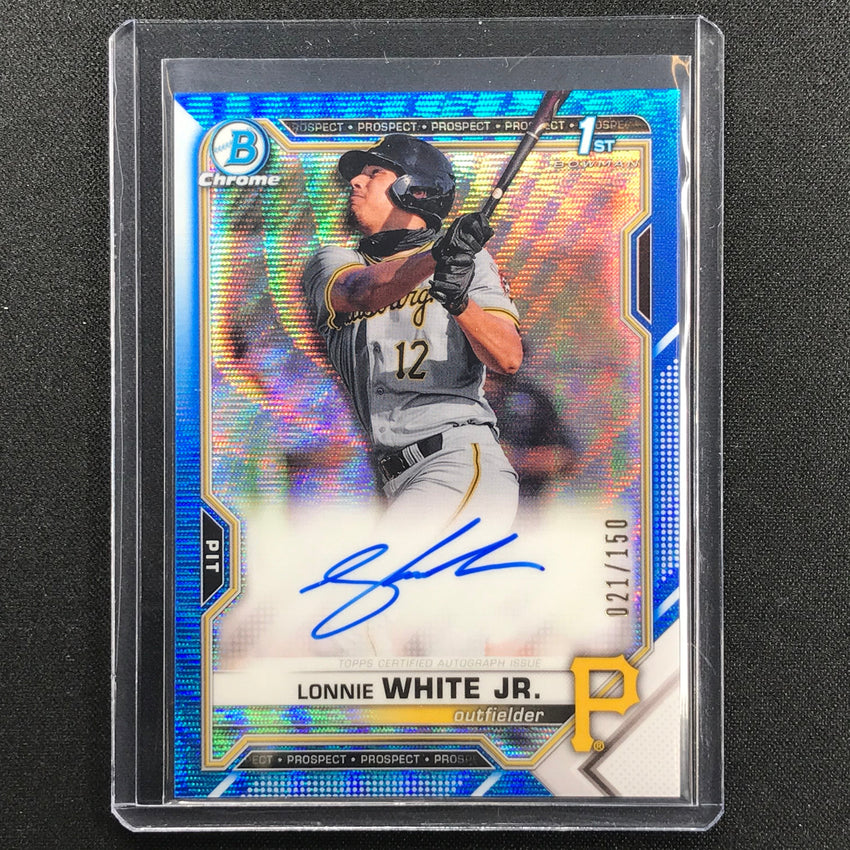 2021 Bowman Draft Lonnie White Jr. Chrome Prospect 1st Auto Blue Wave 21/150