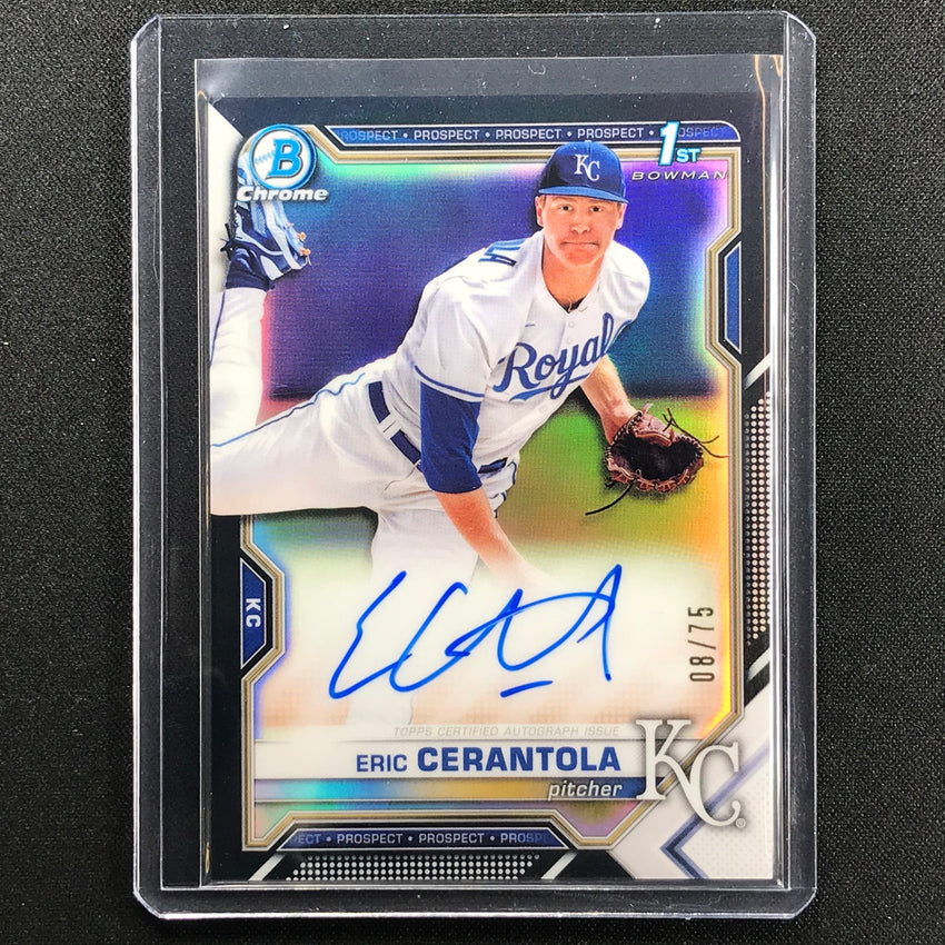 2021 Bowman Draft Eric Cerantola Chrome Prospect 1st Bowman Auto Black 8/75