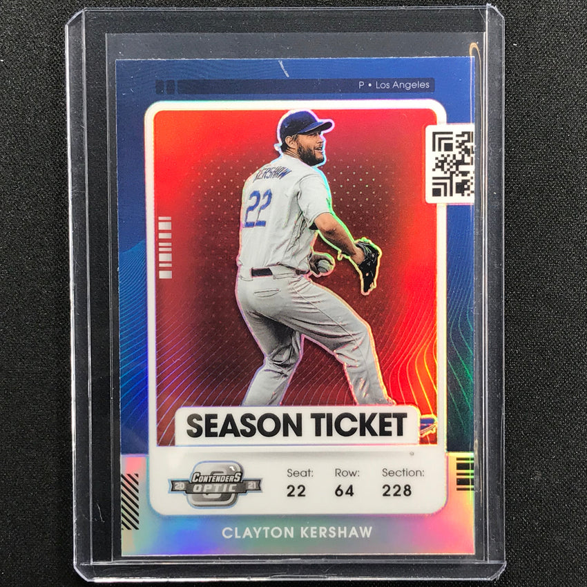 2021 Contenders Clayton Kershaw Optic Season Ticket Red No 3