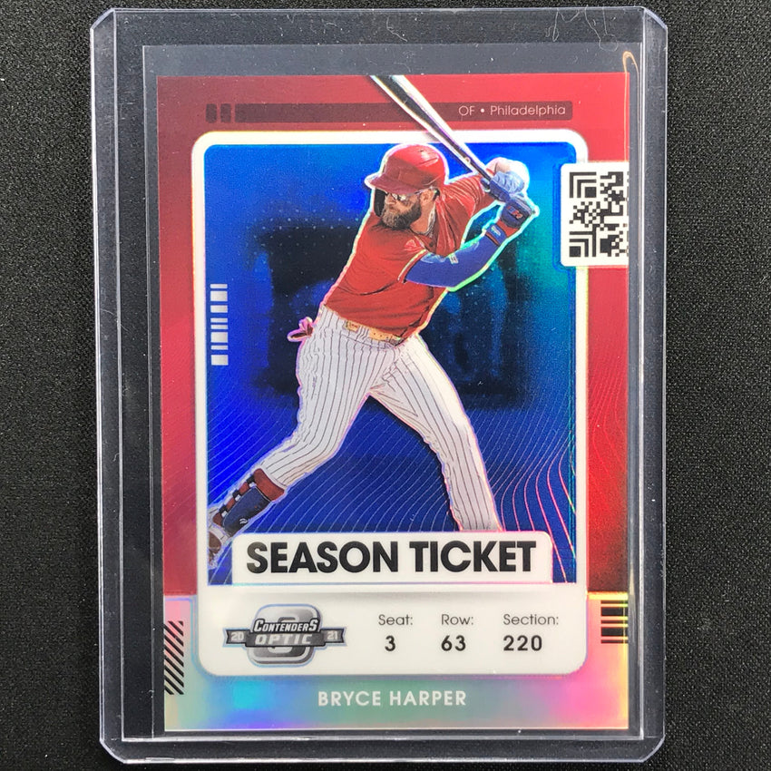 2021 Contenders Bryce Harper Optic Season Ticket Blue 65/99