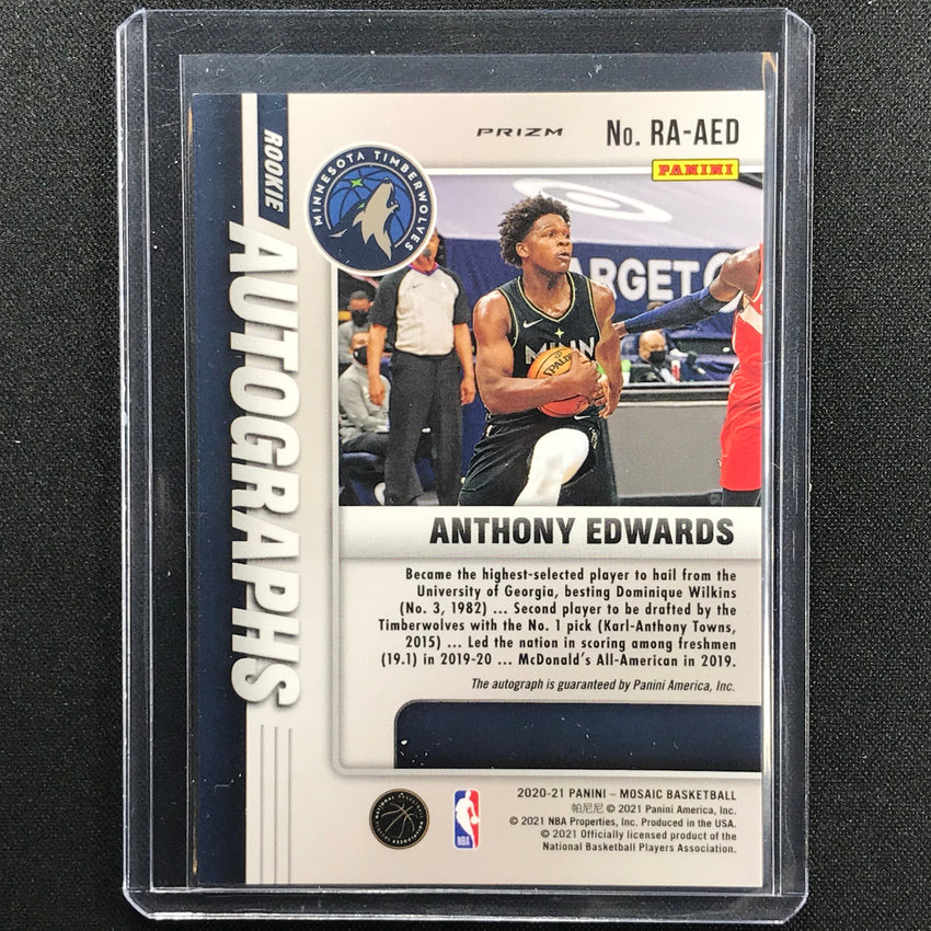 2020-21 Mosaic Anthony Edwards Choice Fusion Red And Yellow Rookie Auto No Aed
