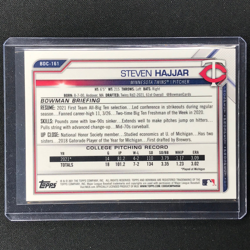 2021 Bowman Draft Steven Hajjar Chrome Prospect 1st Bowman Orange 7/25