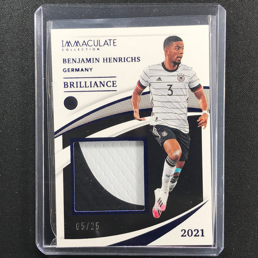 2021 Immaculate Benjamin Henrichs Brilliance Jersey Patch Sapphire 5/25
