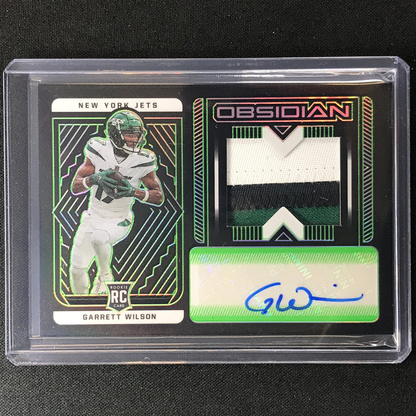 2022 Obsidian Garrett Wilson Rookie Jersey Patch Auto Electric Etch Green 14/50