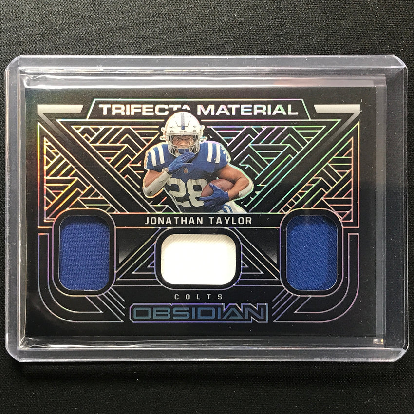 2022 Obsidian Jonathan Taylor Trifecta Material Triple Jersey Silver 44/125