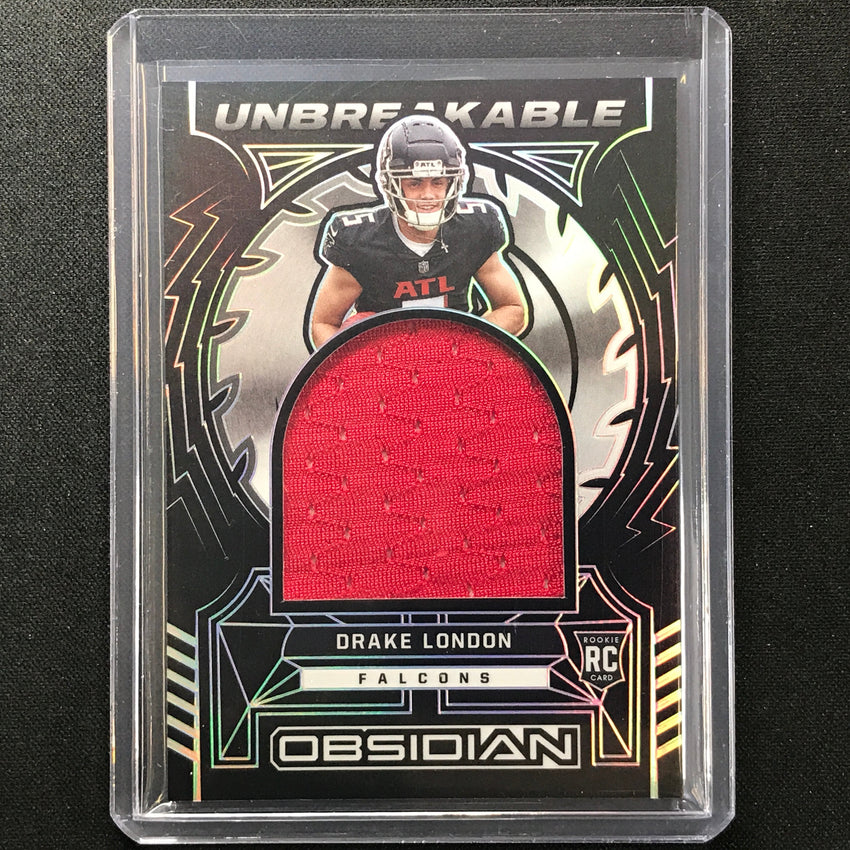 2022 Obsidian Drake London Unbreakable Material Rookie Jersey Silver 20/125