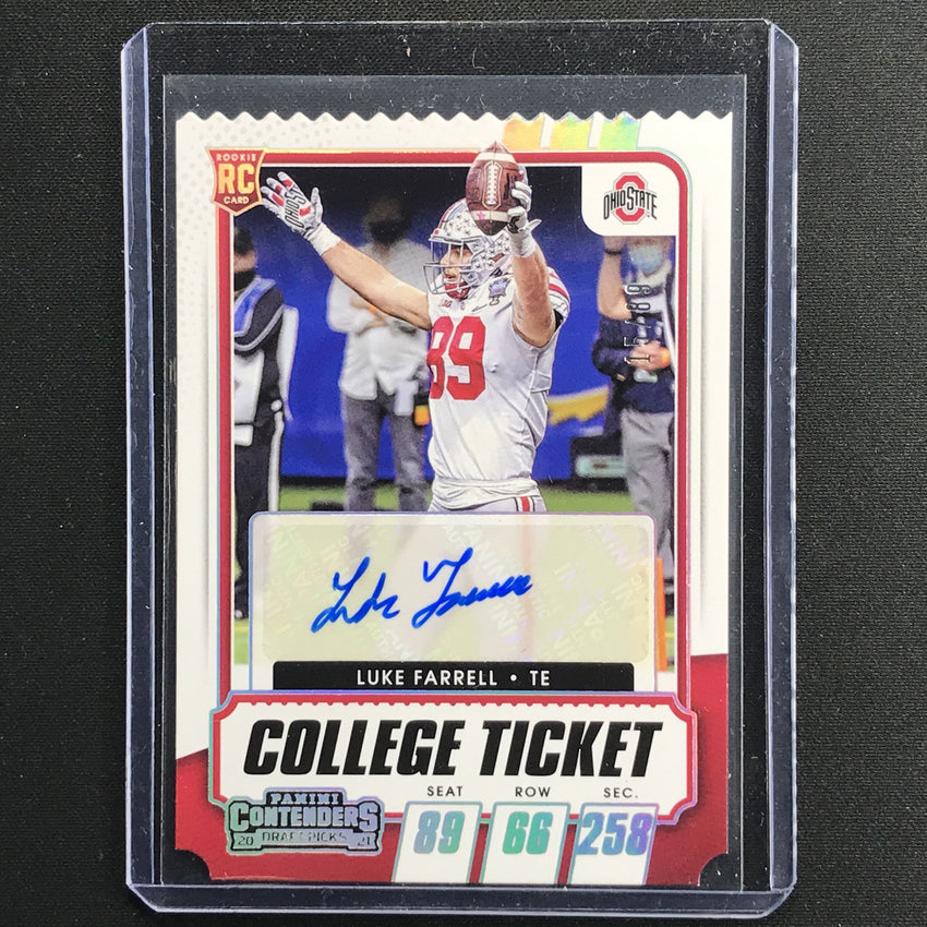 2021 Contenders Draft Picks Luke Farrell College Ticket Stub Auto 15/89