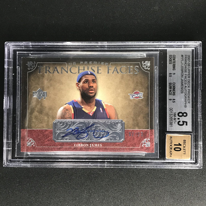 2007-08 Ud Premier Lebron James Franchise Faces Auto 2/23 BGS 8.5/10