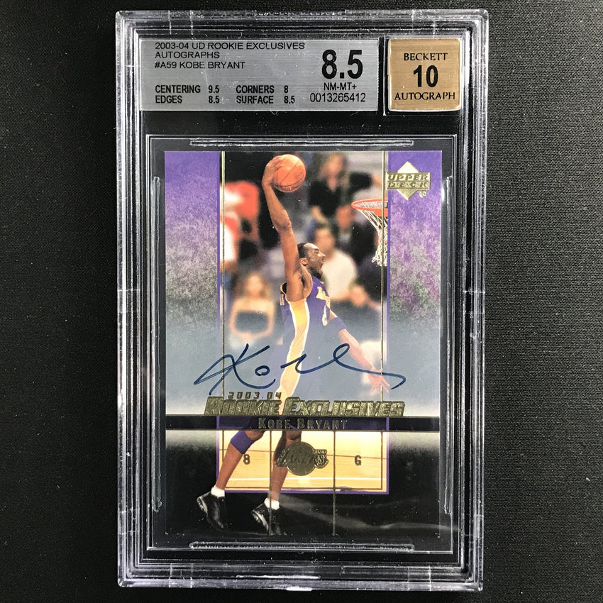 2003-04 Ud Rookie Exclusives Kobe Bryant Auto No A59 Bgs 8.5/10 412