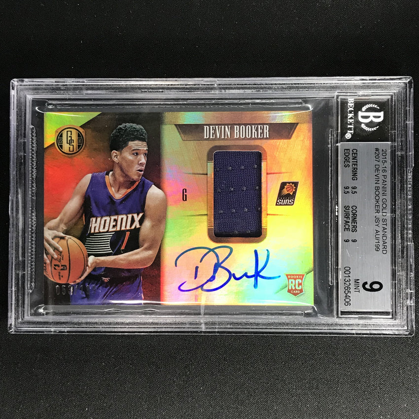 2015-16 Gold Standard Devin Booker Rookie Jersey Auto 53/199 BGS 9/10