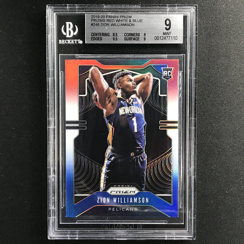 2019-20 Prizm Zion Williamson Rookie Red White And Blue No 248 BGS 9 110