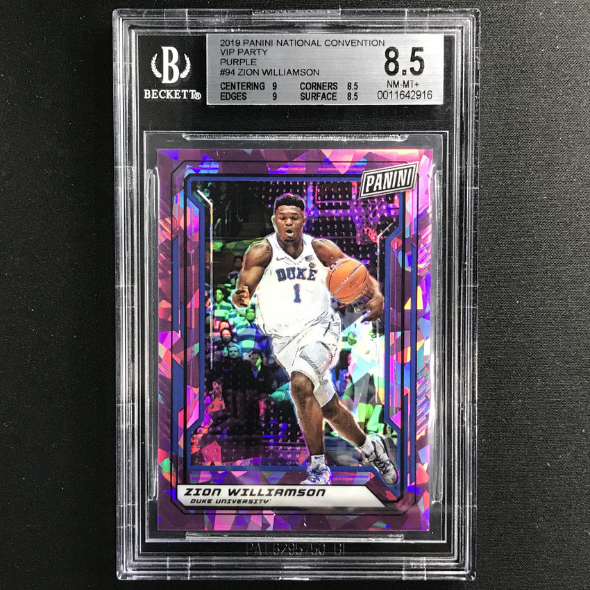 2019 National Convention Zion Williamson Vip Party Purple Rookie 85/99 Bgs 8.5