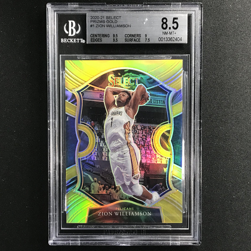 2020-21 Select Zion Williamson Concourse Gold 4/10 Bgs 8.5