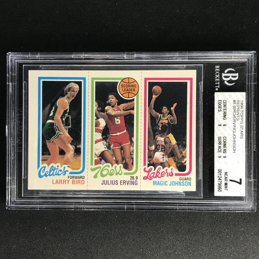 1996 Topps Stars Larry Bird Magic Johnson Julius Ervng Reprint No 8 Bgs 7 860