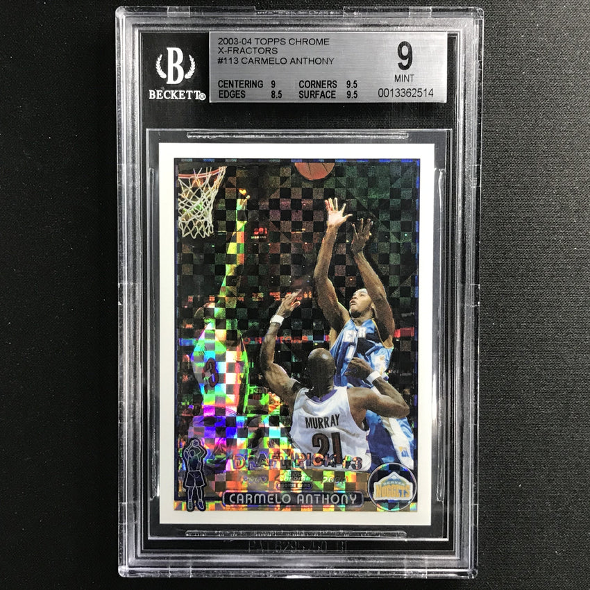 2003-04 Topps Chrome Carmelo Anthony Rookie X-fractors 175/220 BGS 9