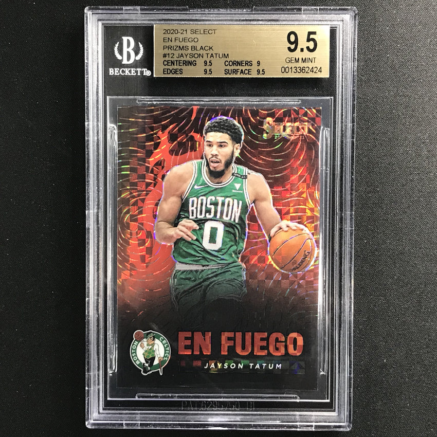 2020-21 Select Jayson Tatum En Fuego Prizm Black 1/1 Bgs 9.5