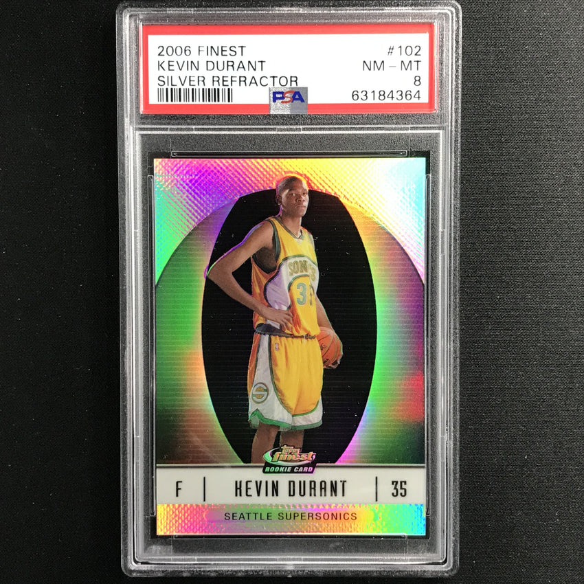2006-07 Topps Finest Kevin Durant Rookie Silver Refractor 144/319 PSA 8