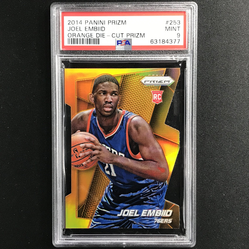 2014-15 Prizm Joel Embiid Rookie Orange Die-cut 120/139 PSA 9