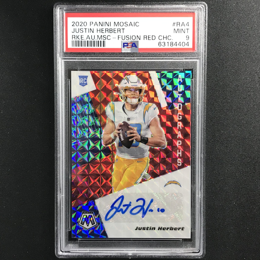 2020 Mosaic Justin Herbert Rookie Autographs Fusion Red Choice No Ra4 PSA 9 404