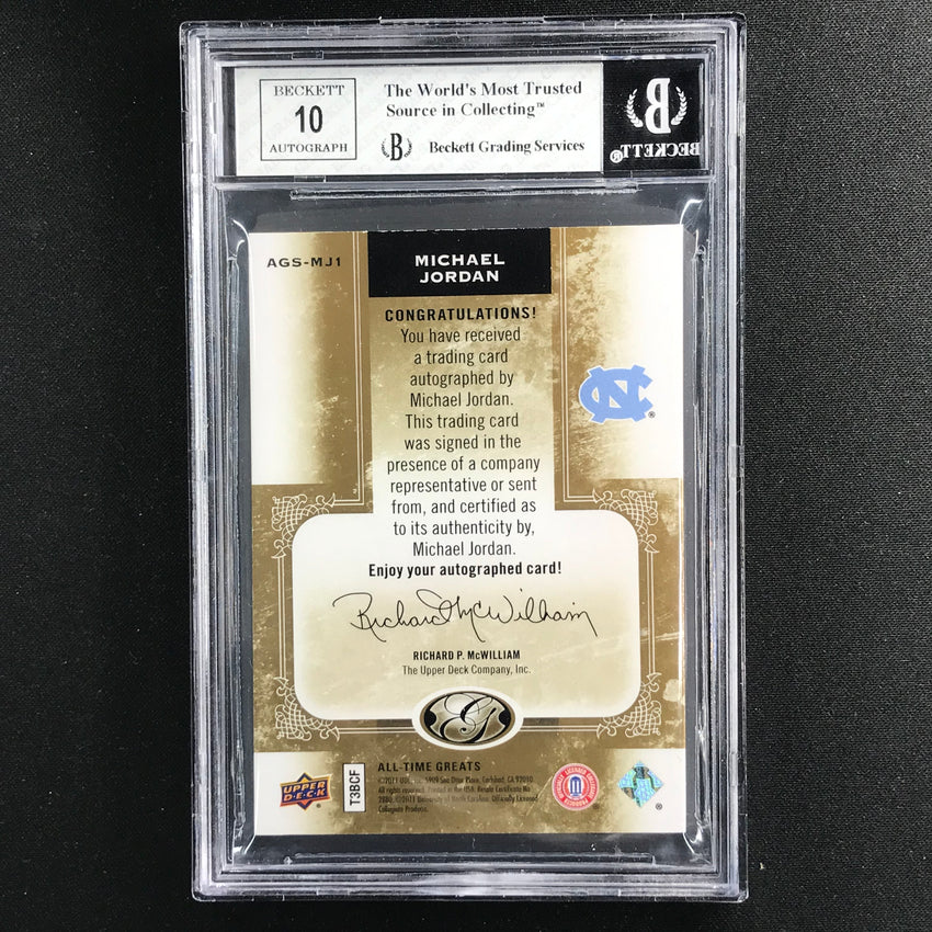 2011 UD All Time Greats MICHAEL JORDAN Signatures Auto 23/25 BGS 8/10