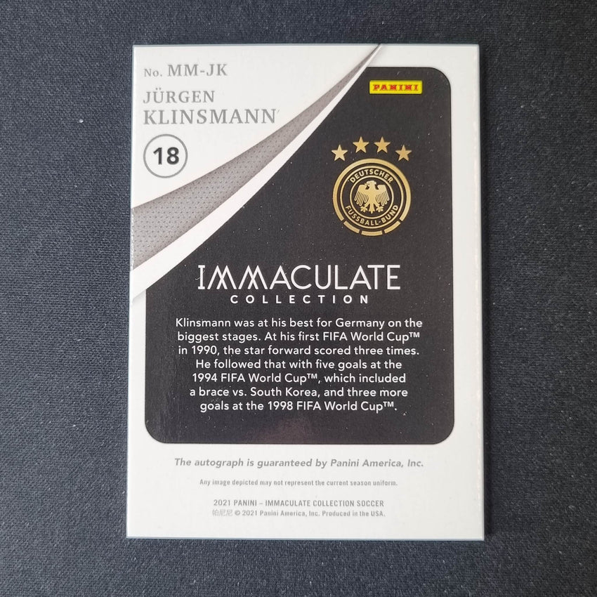 2021 Immaculate Jurgen Klinsmann Modern Marks Auto Sapphire 7/25