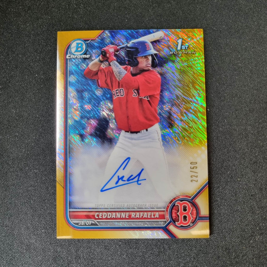2022 Bowman Chrome Ceddane Rafaela 1st Bowman Prospect Auto Gold Shimmer 22/50