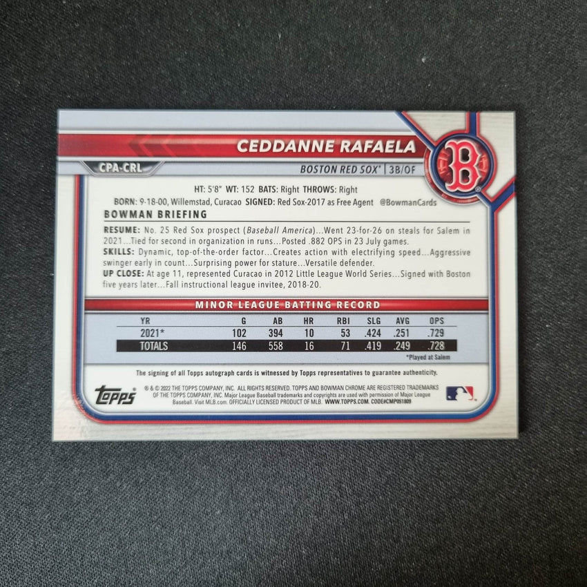 2022 Bowman Chrome Ceddane Rafaela 1st Bowman Prospect Auto Gold Shimmer 22/50