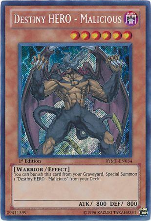 Destiny Hero - Malicious - RYMP-EN034 - Secret Rare 1st Edition-Cherry Collectables