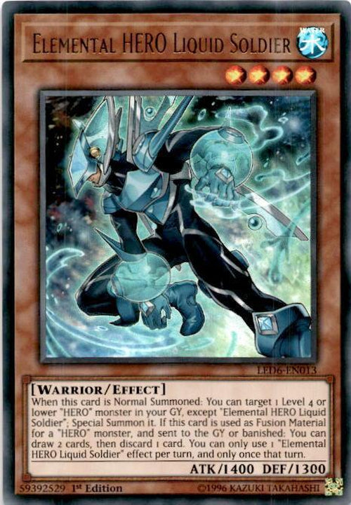 Elemental HERO Liquid Soldier - LED6-EN013 - Ultra Rare 1st Edition-Cherry Collectables