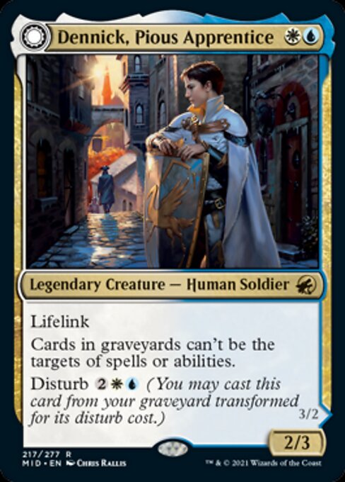 217Dennick, Pious Apprentice // Dennick, Pious Apparition 217/277 Rare - Midnight Hunt