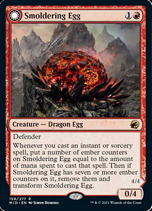 159Smoldering Egg // Ashmouth Dragon 159/277 Rare - Midnight Hunt