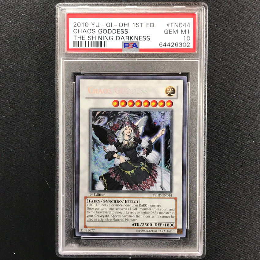 PSA 10 GEM MINT Chaos Goddess - TSHD-EN044 - Secret Rare 1st Edition 302