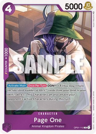 Page One - OP01-112 - Rare OP-01 Romance Dawn