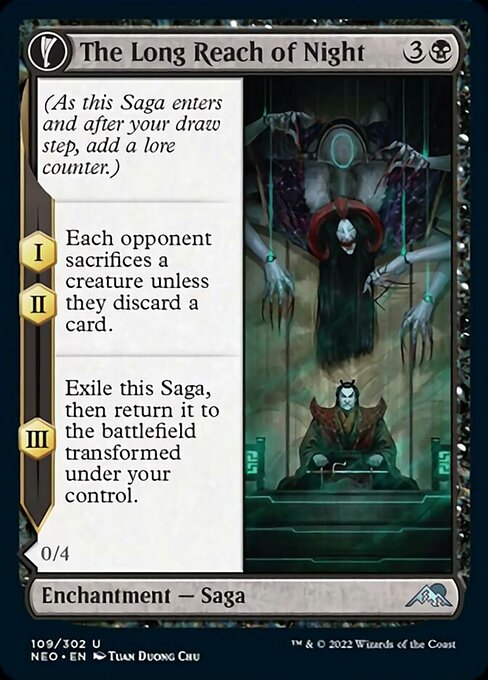 The Long Reach of Night // Animus of Night's Reach 109/302 -  Kamigawa Neon Dynasty UNCLE