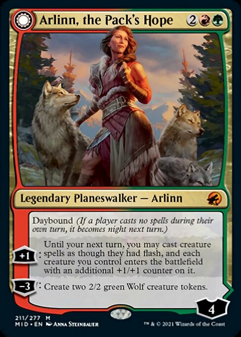211Arlinn, the Pack's Hope // Arlinn, the Moon's Fury 211/277 Mythic - Midnight Hunt
