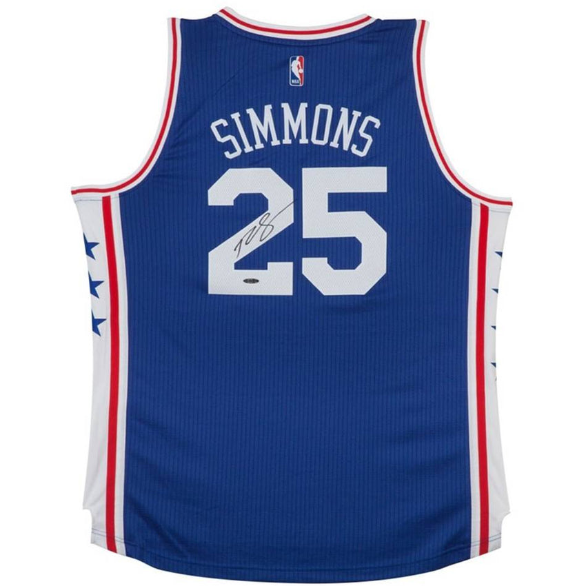 Ben Simmons Upper Deck Authenticated Autographed Blue Adidas Swingman Jersey-Cherry Collectables